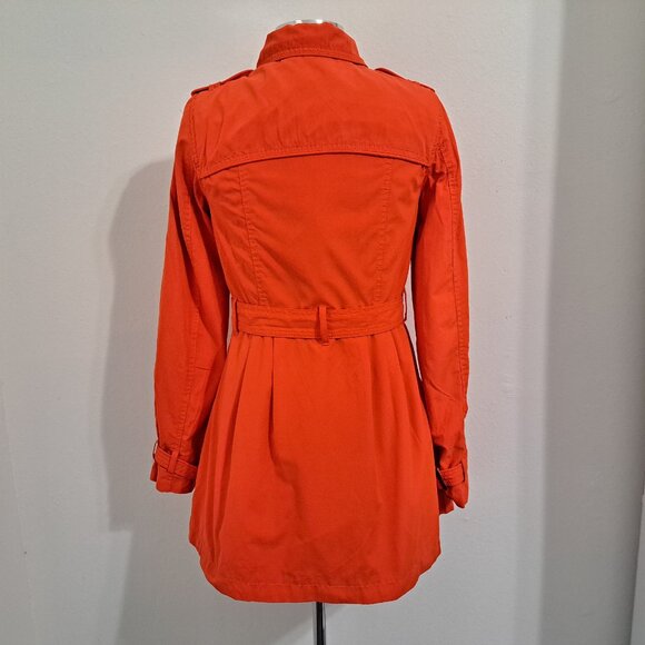 Divided Women Trench Belted Coats Bold Red/Orange Size 6 - Picture 8 of 9